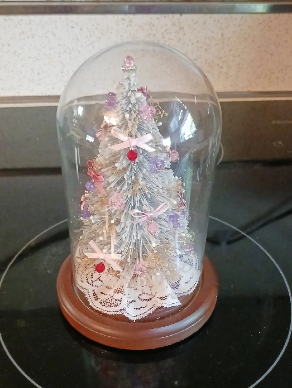 Elegant! Pink & Purple Mini Holiday Tree Dome 🎄 Decorative Home Holiday Accent